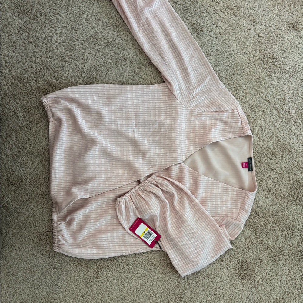Pink Striped Long Sleeve Blouse